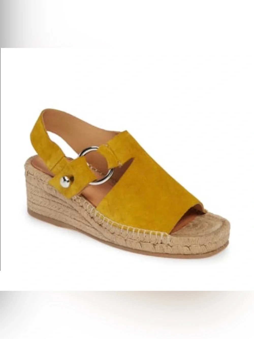 Rag & Bone Mustard Yellow Arc Suede Wedge Sandals